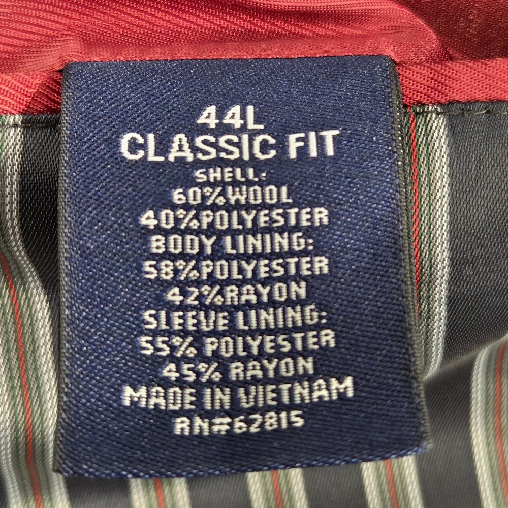 Stafford Classic Fit Wool Blend Blazer Gray Blue Plaid‎ Elbow Patches Mens 44L - Picture 8 of 10